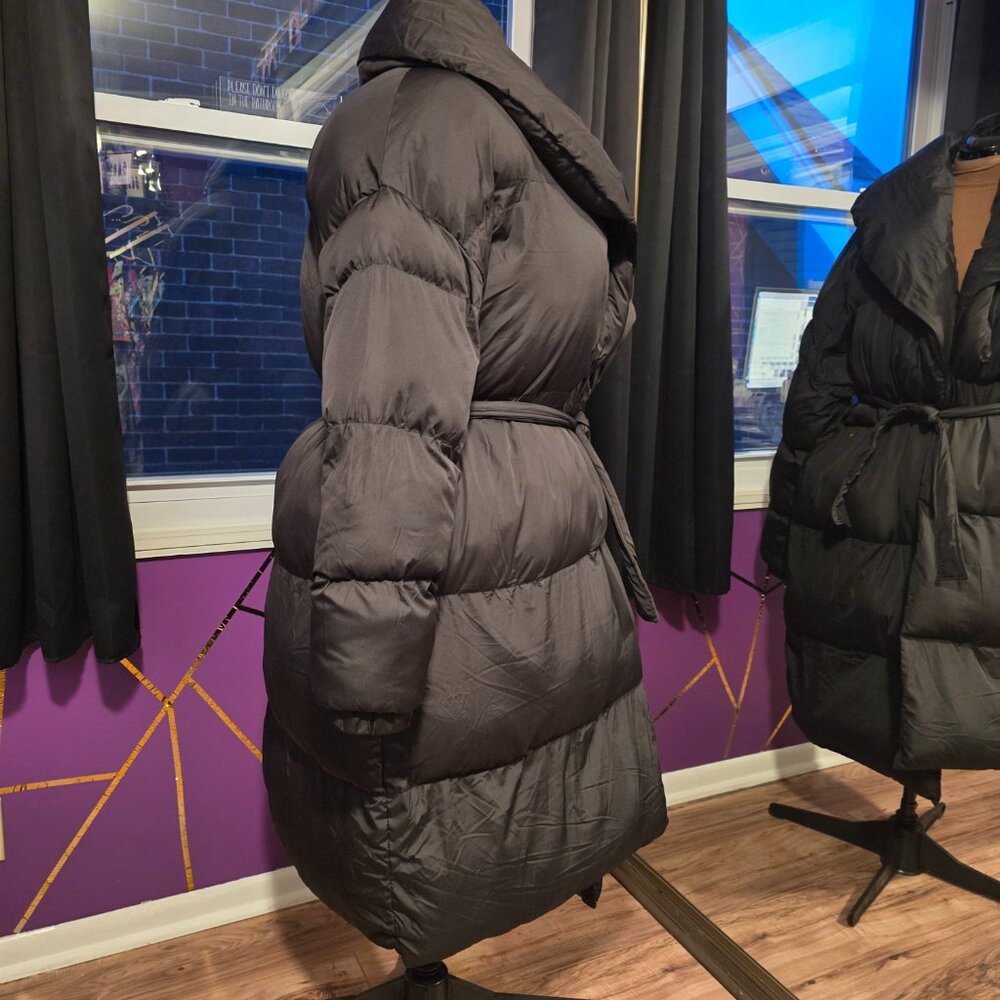 NWT PrettyLittleThing Oversized Longline Puffer Coat, Black, XXL - Picture 10 of 12